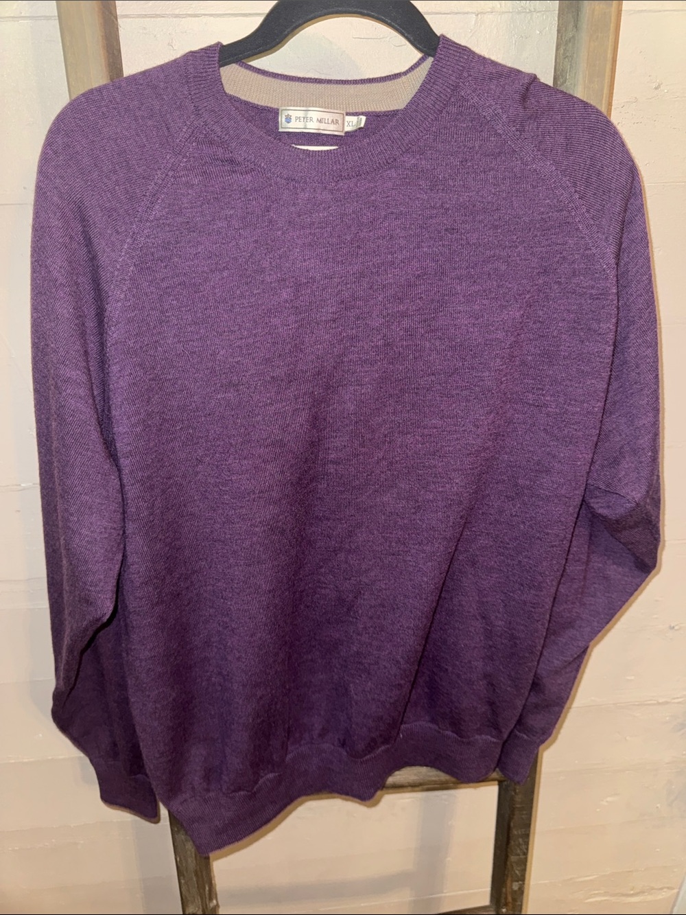 Peter Millar Purple Crewneck Sweater 100 % Merino Wool XL